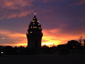 TakeoのGH前から見た夕日